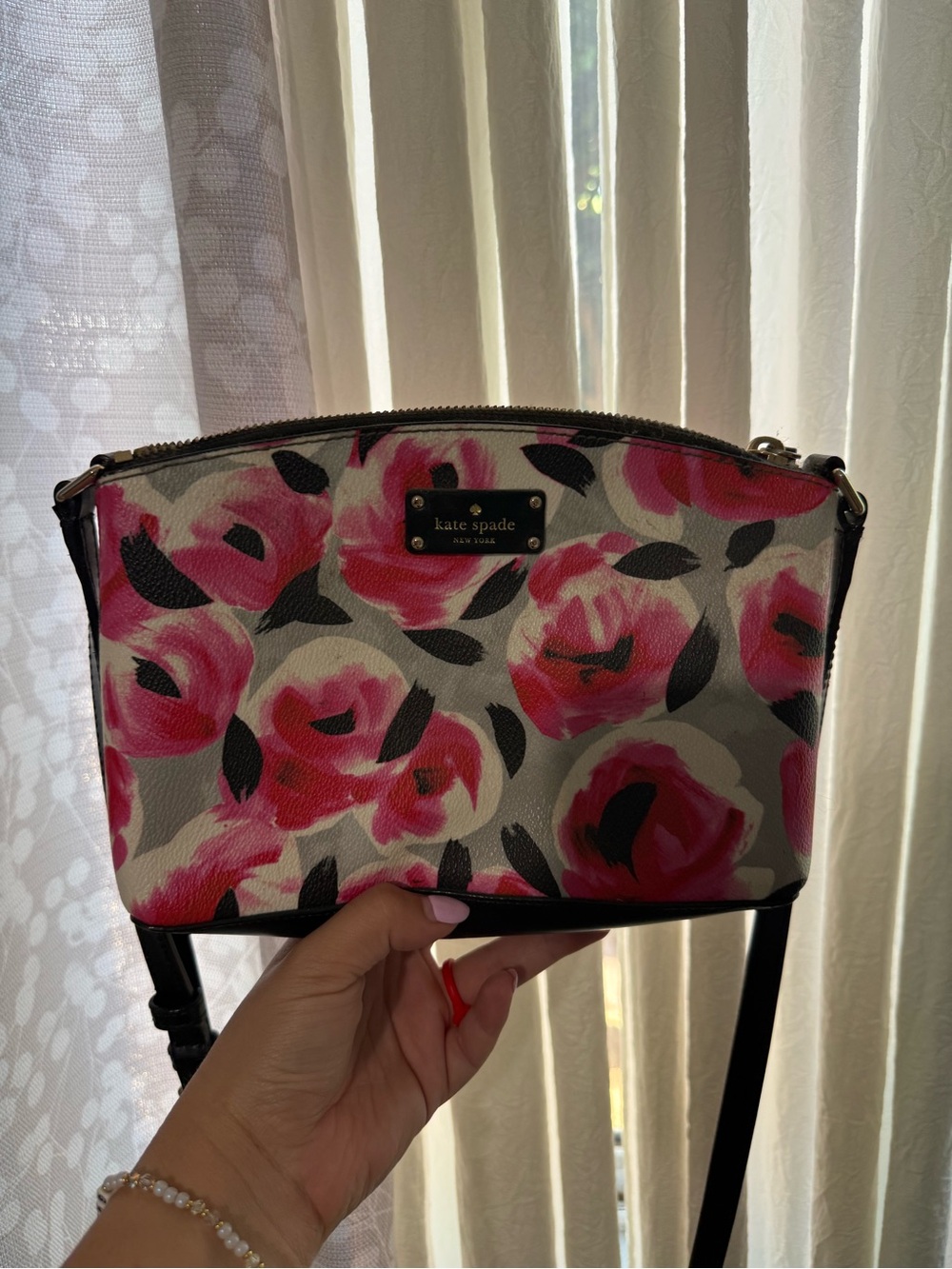 kate spade Pink Rose Print Crossbody Bag